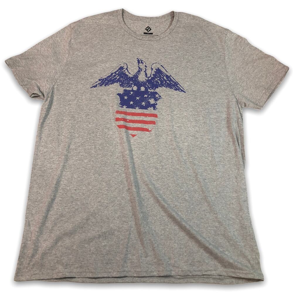 American USA Eagle Badge Graphic Tee Shirt Stars Stripes Retro Big Men's 2XL